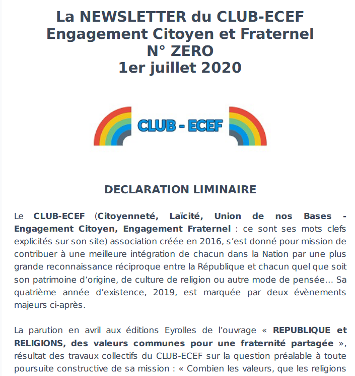 ECEF - Newsletter N°0
