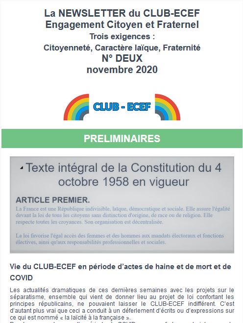 Newsletter du CLUB-ECEF – Numéro DEUX