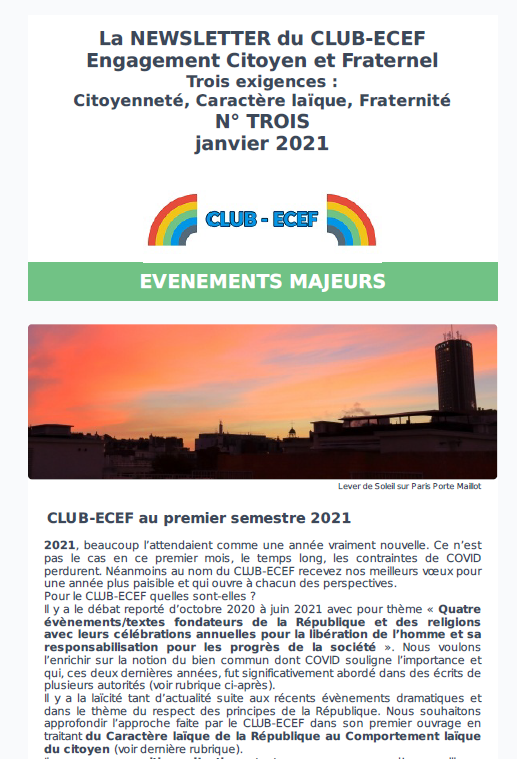 Newsletter du CLUB-ECEF – Numéro TROIS