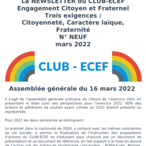 Newsletter du CLUB-ECEF – Numéro NEUF