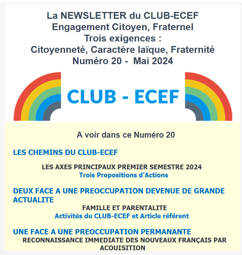 Newsletter du CLUB-ECEF – Numéro 20