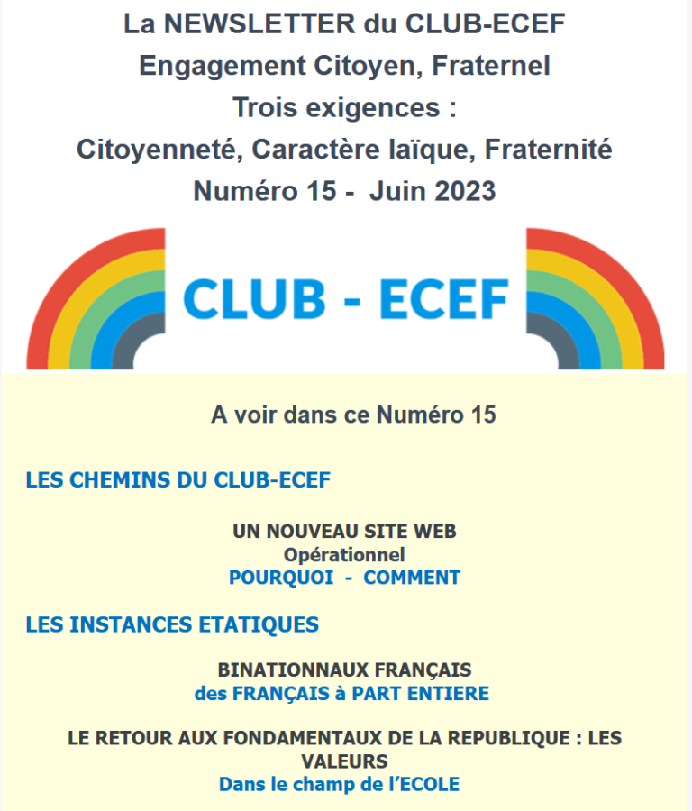 Lire la suite à propos de l’article Newsletter du CLUB-ECEF – Numéro 15