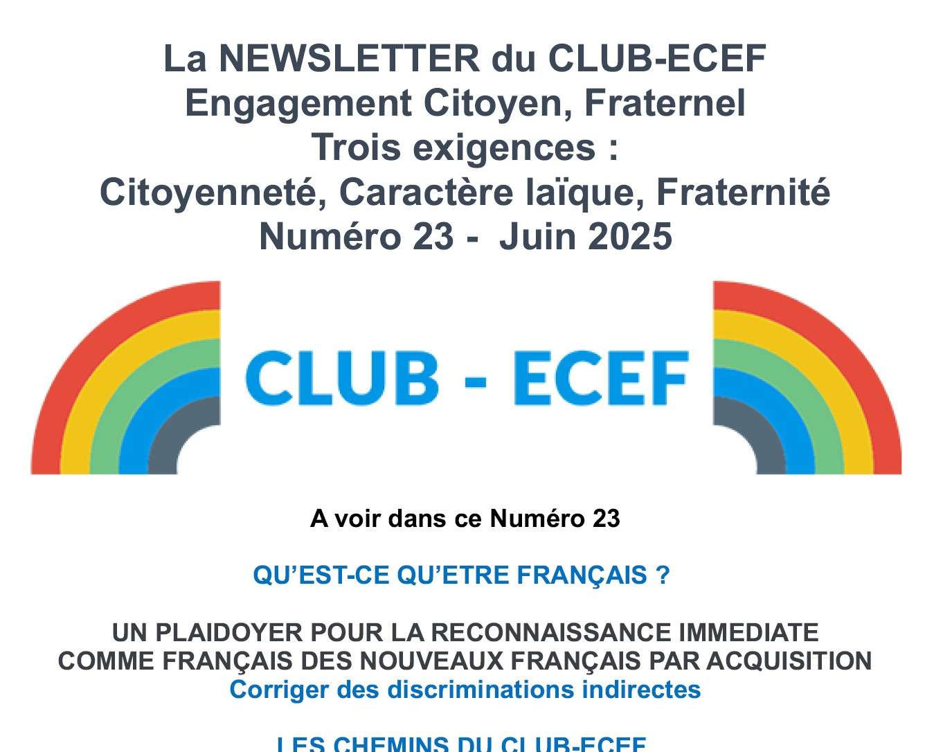 Newsletter du CLUB-ECEF – Numéro 23